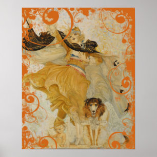 Affiche Vintage Collie Chien et Diva de Mode