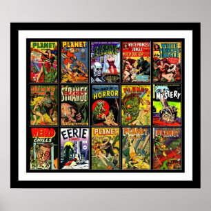 Affiche Vintage Couvertures de Bande Dessinée Coll