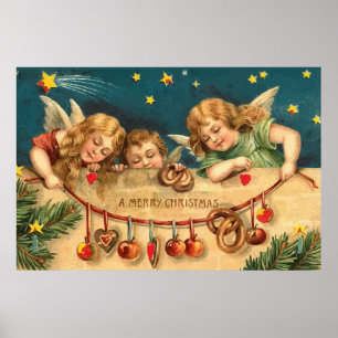 Affiche vintage d'anges de Joyeux Noël