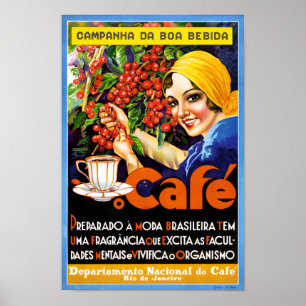 Affiche vintage d'annonce de café de Bebida de boa