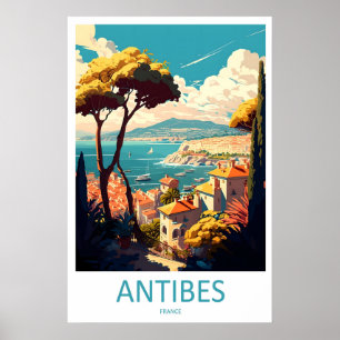 Affiche vintage d'Antibes Parc national Ski Voyage