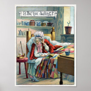 Affiche vintage d'art de GranMa du capuchon rouge