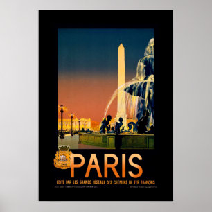 Affiche vintage d'art de voyage de Paris, France