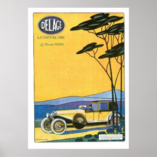 Affiche vintage d'art publicitaire de Delage - La 