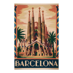 Affiche vintage de Barcelone Espagne