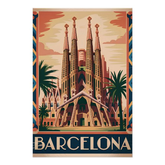 Affiche vintage de Barcelone Espagne (Devant)