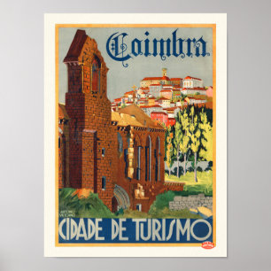 Affiche vintage de Coimbra Portugal 1935