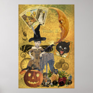 Affiche vintage de collage de Halloween