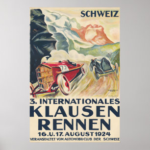 Affiche vintage de course automobile suisse 1924