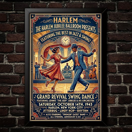Affiche vintage de danse swing