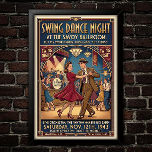 Affiche vintage de danse swing