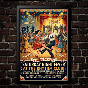 Affiche vintage de danse swing