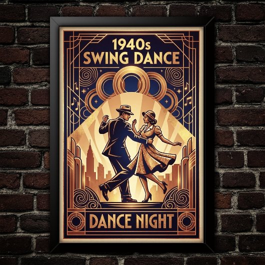 Affiche vintage de danse swing