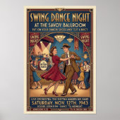Affiche vintage de danse swing (Devant)