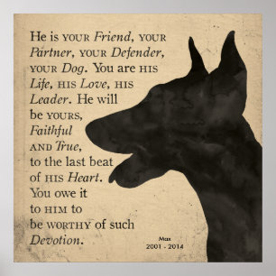 Affiche vintage de dobermann de style de