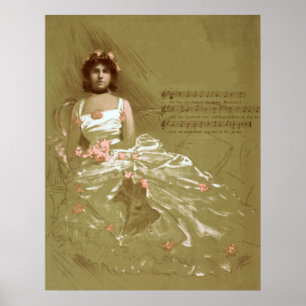 Affiche vintage de jeune mariée