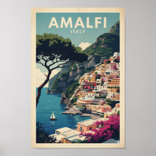 Affiche vintage de la côte d'Amalfi – Impression r