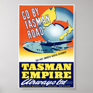 Affiche vintage de la Nouvelle-Zélande Go By Tasma