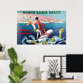 Affiche vintage de la plage de Monte Carlo (Bureau à domicile)