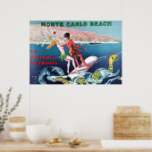 Affiche vintage de la plage de Monte Carlo (Cuisine)