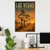 Affiche vintage de Las Vegas (Bureau à domicile)