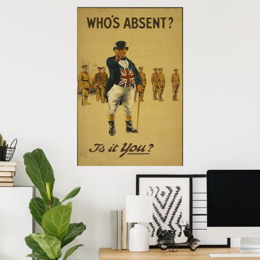 Affiche vintage de l'enrôlement britannique (Bureau à domicile)