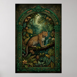 Affiche vintage de léopard tropical