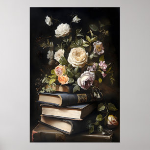 Affiche vintage de livres floraux, Académie sombre
