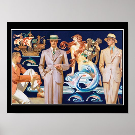 Affiche vintage de mode masculine Art déco (Devant)
