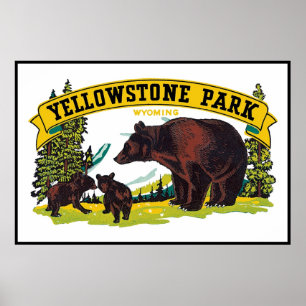 Affiche vintage de parc de Yellowstone
