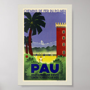 Affiche vintage de Pau France 1935