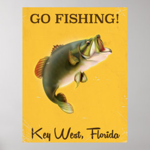 Affiche vintage de pêche à Key West en Floride