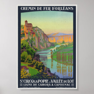 Affiche vintage de Saint-Cirq-Lapopie 1914