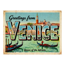 Affiche vintage de salutations de Venise