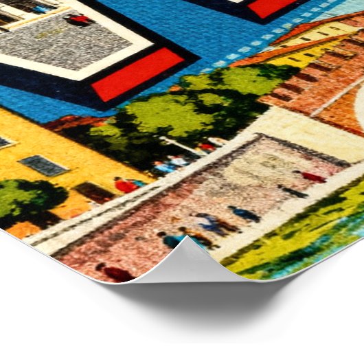 Affiche vintage de salutations de Vérone (Coin)