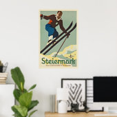 Affiche vintage de ski à Graz Styrie Autriche (Bureau à domicile)