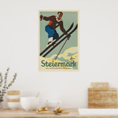 Affiche vintage de ski à Graz Styrie Autriche (Cuisine)