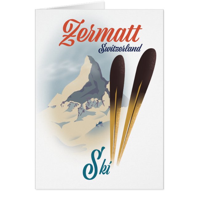 Affiche vintage de ski à Zermatt Suisse (Devant)