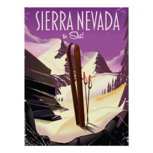 Affiche vintage de ski de la Sierra Nevada