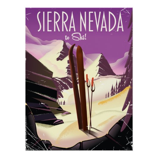 Affiche vintage de ski de la Sierra Nevada (Devant)