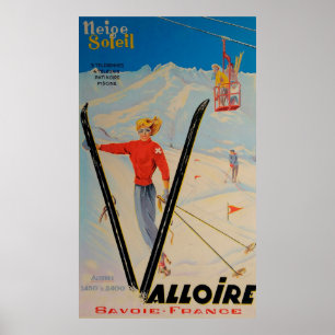 Affiche vintage de ski de Valloire, en Savoie