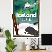 Affiche vintage de ski en Islande (Bureau à domicile)