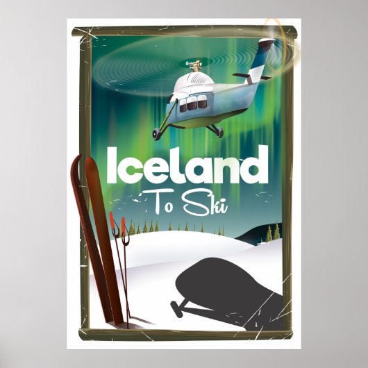 Affiche vintage de ski en Islande (Devant)