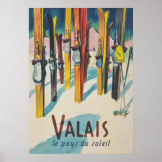Affiche vintage de ski en Suisse