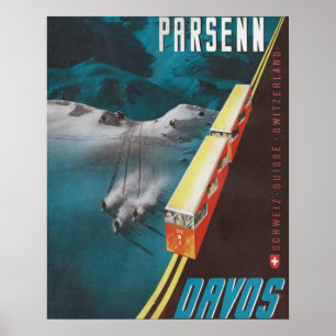 Affiche vintage de ski, Parsenn, Davos