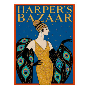 Affiche vintage de style Art Déco de Harper's Baza