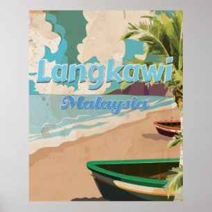 Affiche vintage de vacances de Langkawi Malaisie