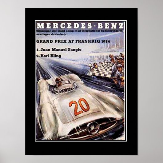 Affiche Vintage de Voiture de Course des Années 19 (Devant)