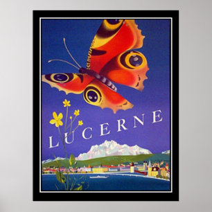 Affiche vintage de voyage à Lucerne en Suisse