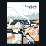Affiche vintage de voyage à Reykjavik, Islande<br><div class="desc">Affiche vintage de voyage à Reykjavik,  en Islande</div>